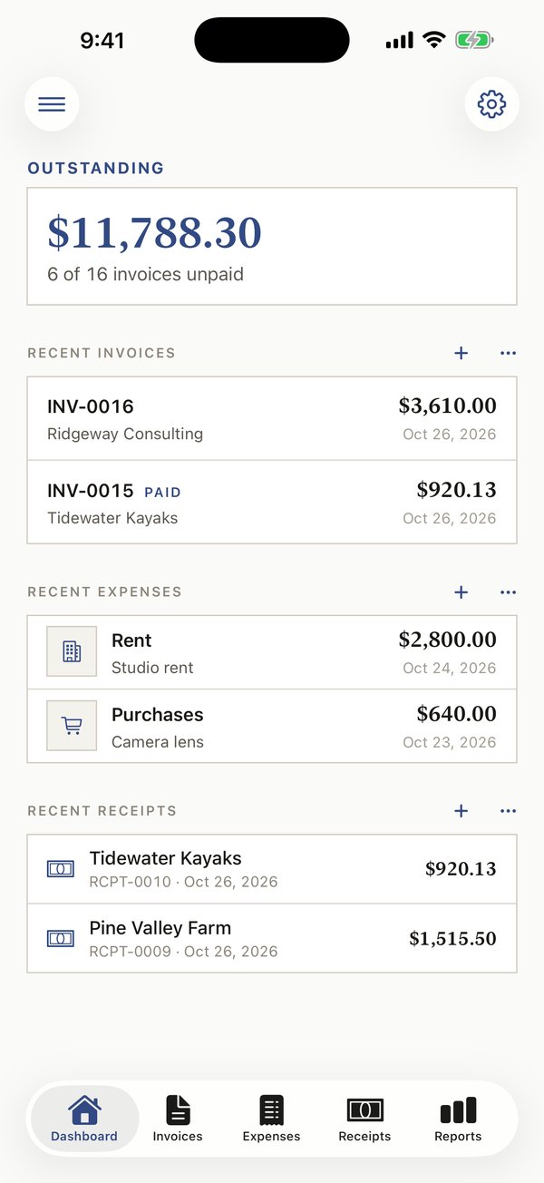 BizEasy dashboard showing profit, sales and expenses